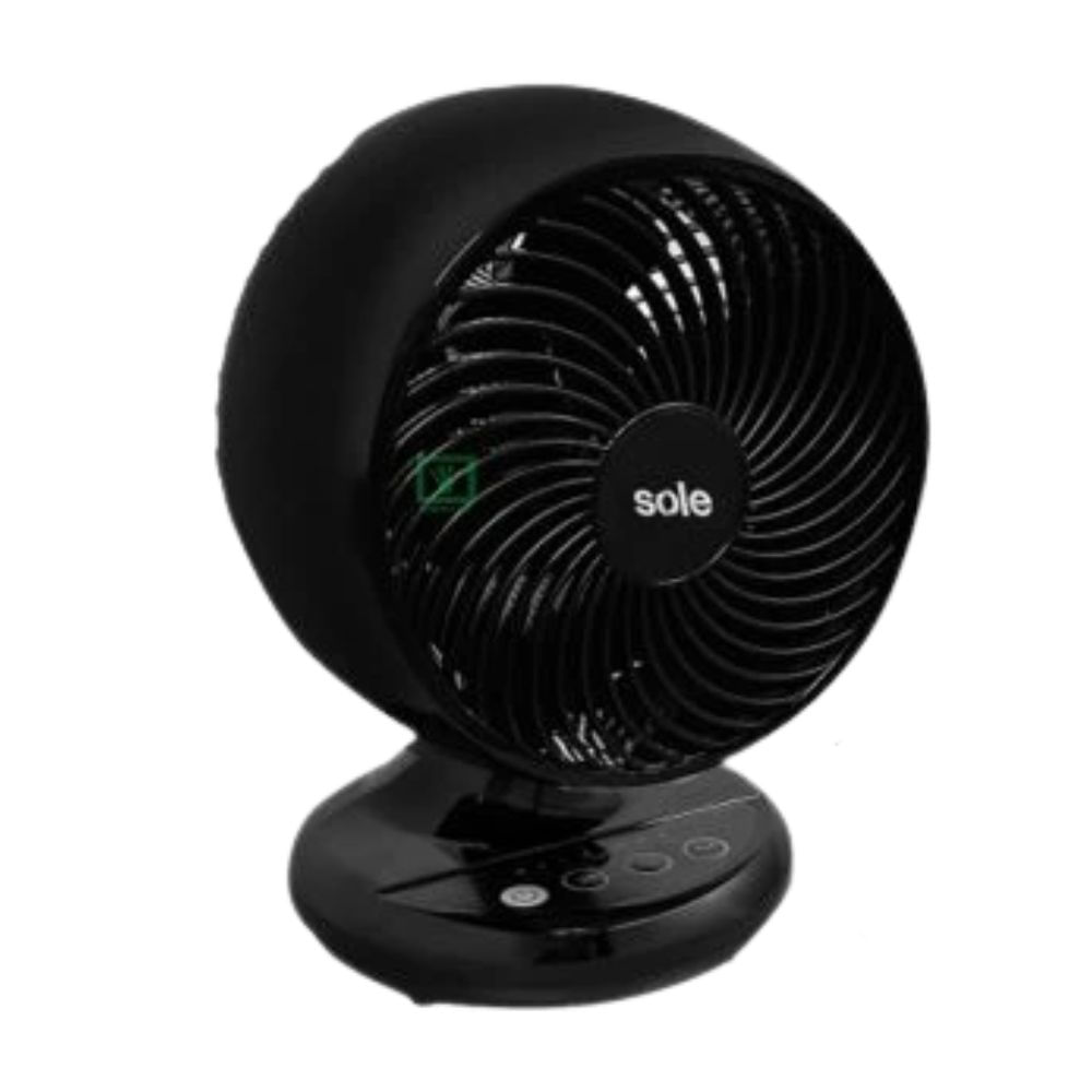 Ventilador sobre mesa Turbomax SOLAIR016, tecnología turbo Max, 3 velocidades, control remoto, negro